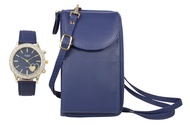 Women's Easy Reader Colorful Watch Matching with Perfect Colorful Wallet which Holds Smartphone, Cre
