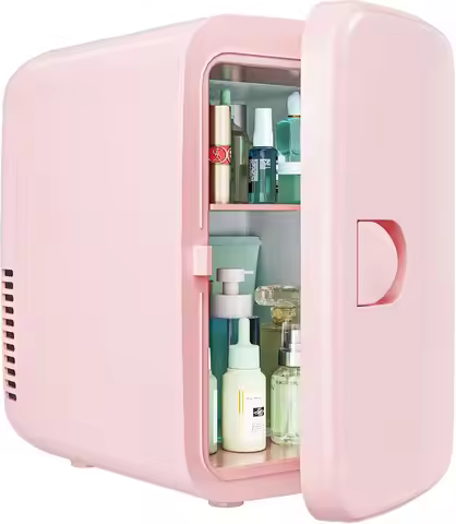 Mini Fridge 4L, Portable AC/DC Cooler for Skincare, Cosmetics, Beverages - Pink