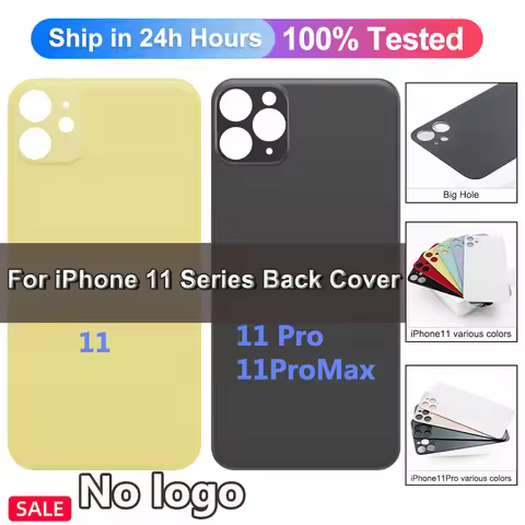 Back Cover for iPhone 11 / 11 Pro / 11 Pro Max, Camera Frame Battery Door Housing Replacement Part, 