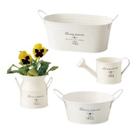 日本【SALUS 佐藤金屬】白色鐵製盆栽