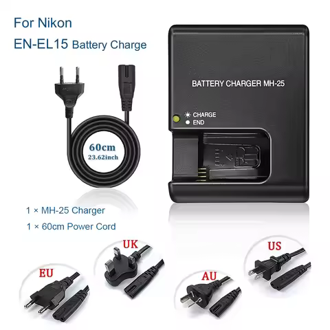 MH-25 MH-25A Charger for Nikon EN-EL15 EN-EL15B ENEL15C ENEL15 Compatibl D800 D810 D600 D500 D7000 D