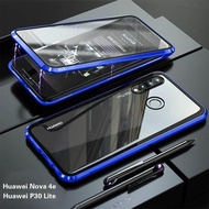 For Huawei Nova 4e / Huawei P30 Lite Magnetic Case 360 Front+Back Double-sided 9H Tempered Glass Case For Huawei Nova 4e / Huawei P30 Lite Metal Bumper Case