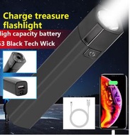 EAGLE - USB充電迷你手電筒/多功能便攜式LED照明燈/戶外徒步行山強光燈/應急充電寶備用電源/防雨防水-黑色