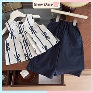 Baby Girl Summer Clothing Set Girl Bowknot Vest Shorts 2-Piece Set 1-6 Years
