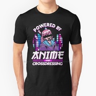 Powered By Anime And Crossdressing Femboy T Shirt 100% Cotton Yaoi Anime Crossdressing Femboy Idea B