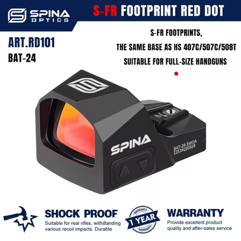 SPINA OPTICS BAT-24 3MOA Shake Awake Red Dot Sight S-FR Footprint Pistol HS 407C/507C/507T w Picatin