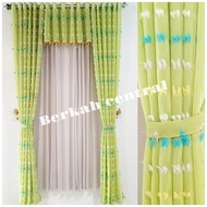 Gorden tirai jendela model smokring bahan kain vitrase tile rubi tipis
