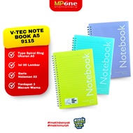 V-Tec Spiral Notebook 9115 Striped A5 Size Contents 60 Sheets / A5 V-Tec Spiral Notebook NB