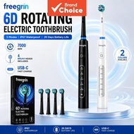 FREEGRIN Smart Electric Toothbrush with 2-Min Timer, 5 Cleaning Modes, 4 Replacement Heads & USB-C F