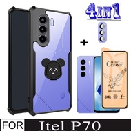 4In1 itel Power 70 Shockproof Phone Case for itel P65 A50 A50C A70 Ceramic Matte Privacy Tempered Gl