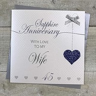 White Cotton Cards 45th Wedding Anniversary Handmade Card - Love Lines - LLA45W