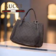 🇮🇹 GUCCI 古馳|101919 “雙G”logo 牛仔帆布x皮革托特包.手提包.單肩包#二手