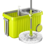 Spin Mop รุ่นพรีเมียม ไม้ถูพื้นสเเตนเลส+ผ้าม็อบ (มีล้อ)