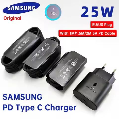 Original SAMSUNG 25W PD Charger Cargador 9V 2.77A Usb C Fast Charging Adapter EU US Galaxy S25 S24 F