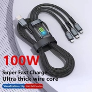 100watt 3in1 Fast Charger 1.5meter Data Cable | 3in1 100watt GLX Charger Cable