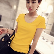 Avocado Green Cotton Tight Fit T-Shirt Women