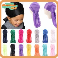 DIACHAMY 2Pcs Pirate Hat, Durag Pirate Elastic Headwrap, Cap Hip Hop Pre-Tied Long Tail Baby Turban Hijab Children