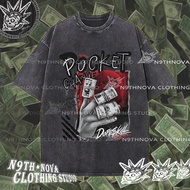 24h Shipping N9THNOVA Retro Gang Style Dollars Washed Pure Cotton T-shirt Unisex get rich 1