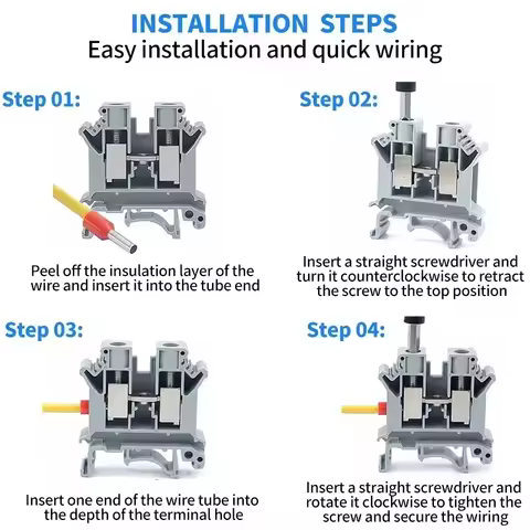 5/10/100Pcs Square Universal Screw DIN Rail Terminal Wiring Voltage Terminal UK-2.5B/1.5N/3N/5N/6N/1