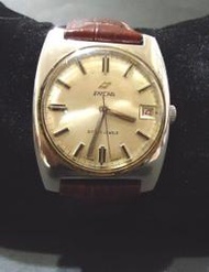 天地 藝品 ( 時 來 運 轉 ) 英那格 ENICAR 方中 帶圓 機械 錶 正宗 古董 錶 私藏 品 特價 割愛 !