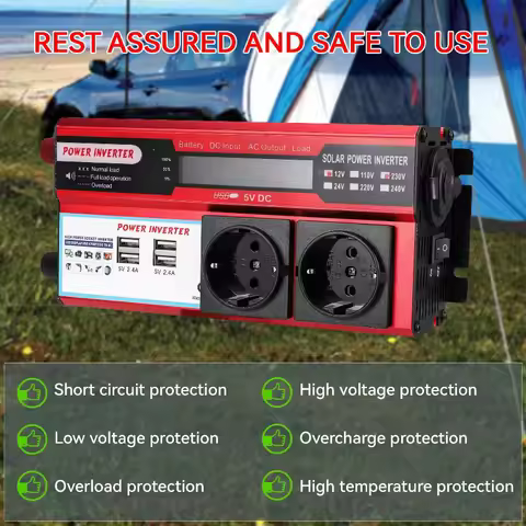 4000W 3000W Power Inverter DC 12V to AC 220V 230V Transformer with 4 USB EU Sockets Charging with LE