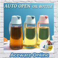 GLASS OIL BOTTLE AUTO OPEN COOKING OIL BOTTLE OIL DISPENSER Sauce Bottle Glass Storage Bottle Season