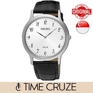 [Time Cruze] Seiko SUP863 Solar Stainless Steel Case Black Leather Strap White Dial Men Watch SUP863