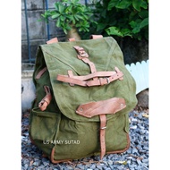 backpack Vintage Romanian military backpack. 70' Romania 70's Leather Shoulder Strap For Hiking And 