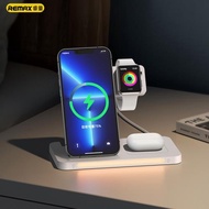 REMAX桌面無線充電器支架三合一適用watch藍牙耳機蘋果13pro max