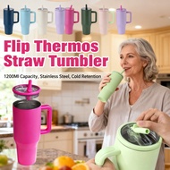 Tumbler Insulated Cold water bottle 1200ml Leakproof Flip Straw Tumblr 40oz with holder Lid sleek 冰霸