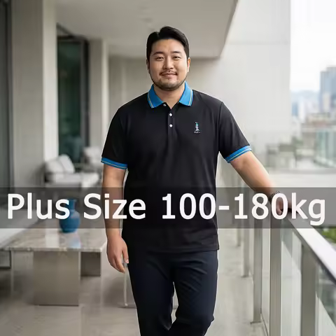 Plus Size Polo Shirts Men Contrast Color Polos 5XL 6XL 7XL 110-175kg Summer Short Sleeve Tops Big Si