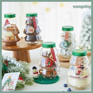 [WX] 5 Pcs Christmas Tree Candy Jar with Lid Clear Plastic Tree Shaped Chocolate Treat Boxes Empty B