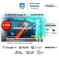 PHILIPS 4K OLED 55" Google TV | 55OLED708/98 | 3-sided Ambilight | P5 AI Perfect Engine | FOC Wall Mount Worth $180