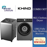 [COMBO SET] KHIND 8KG CLOTHES DRYER CD819 + 12KG FULLY AUTO WASHING MACHINE WM120A