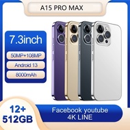 A15 PRO MAX  NEW 5G Smartphone 7.3inch Full Screen Ultra Clear Screen Memory 12GB RAM+512GB ROM  Dua