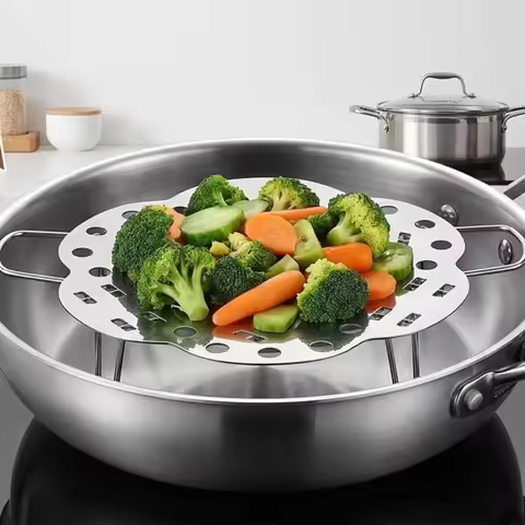 Foldable Steaming Rack Stainless Steel Heat-resistant Food Steamer Shelf Stackable Multifunctional K