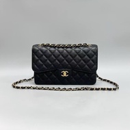 Chanel cf系列黑金荔枝紋牛皮jumbo單肩斜挎包鏈條包