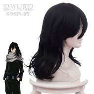 Master My Hero Academia Aizawa Shota Black Long Curly Cosplay Wig