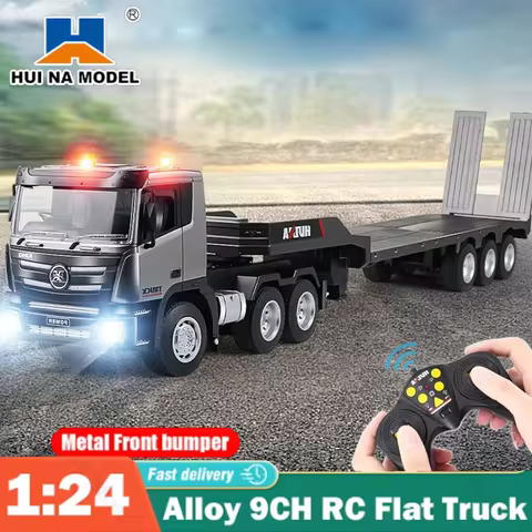 Huina 1318 RC Flat Truck Model 1:24 Alloy Engineer Vehicle 2.4G Remote Control Car 9Channels Radio C