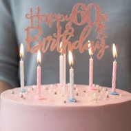 Exclusive 60-Year-Old Colorful Cake Insert🎂 Digital Cake Insert Candle Rose Gold Cake Insert Golden 