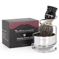 Shaving Brush Set for Men 3 in1 Shaving Kit Includes Nylon Badger Hair Shaving Brush Stainless Steel