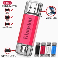 Kingston OTG USB Flash Drive 256GB 512GB 1TB Type-C &amp; Micro USB Pendrives for Samsung Huawei XIAOMI OPPO Android Phone