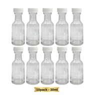 Ginger Shot 10pack Miniature Glass bottle With Plastic Black/White Caps