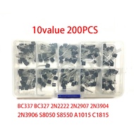 10value 200PCS BC337 BC327 2N2222 2N2907 2N3904 2N3906 S8050 S8550 A1015 C1815 Transistor Assortment