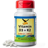 Get UP Vitamin D3 3000 IU + Vitamin K2 200 μg MK7, 100 Capsules