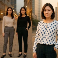 RE003 GU By UNQ Women Highwaist Ankle Plaid High Waist Pants U106