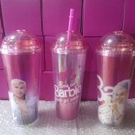 barbie water bottle Double-Layer Straw Cup girl