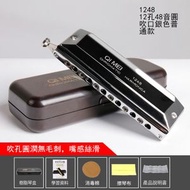 全城熱賣 - 半音階口琴C調口琴初學者成人專業演奏級樂器 12孔48音(圓吹孔)銀色#H099027444