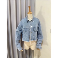 BN999 The editors market denim jeans fringe cut crop jacket