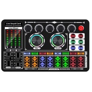 F999 Podcast Recording Equipment with Podcast Mixer,Voice Changer for Voice Chat and Cool Lights,Sound Card,DJ Audio Mix